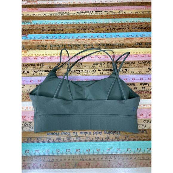 Peloton Sports Bra Women's Size XS Olive Green Pink Lettering - Picture 5 of 7